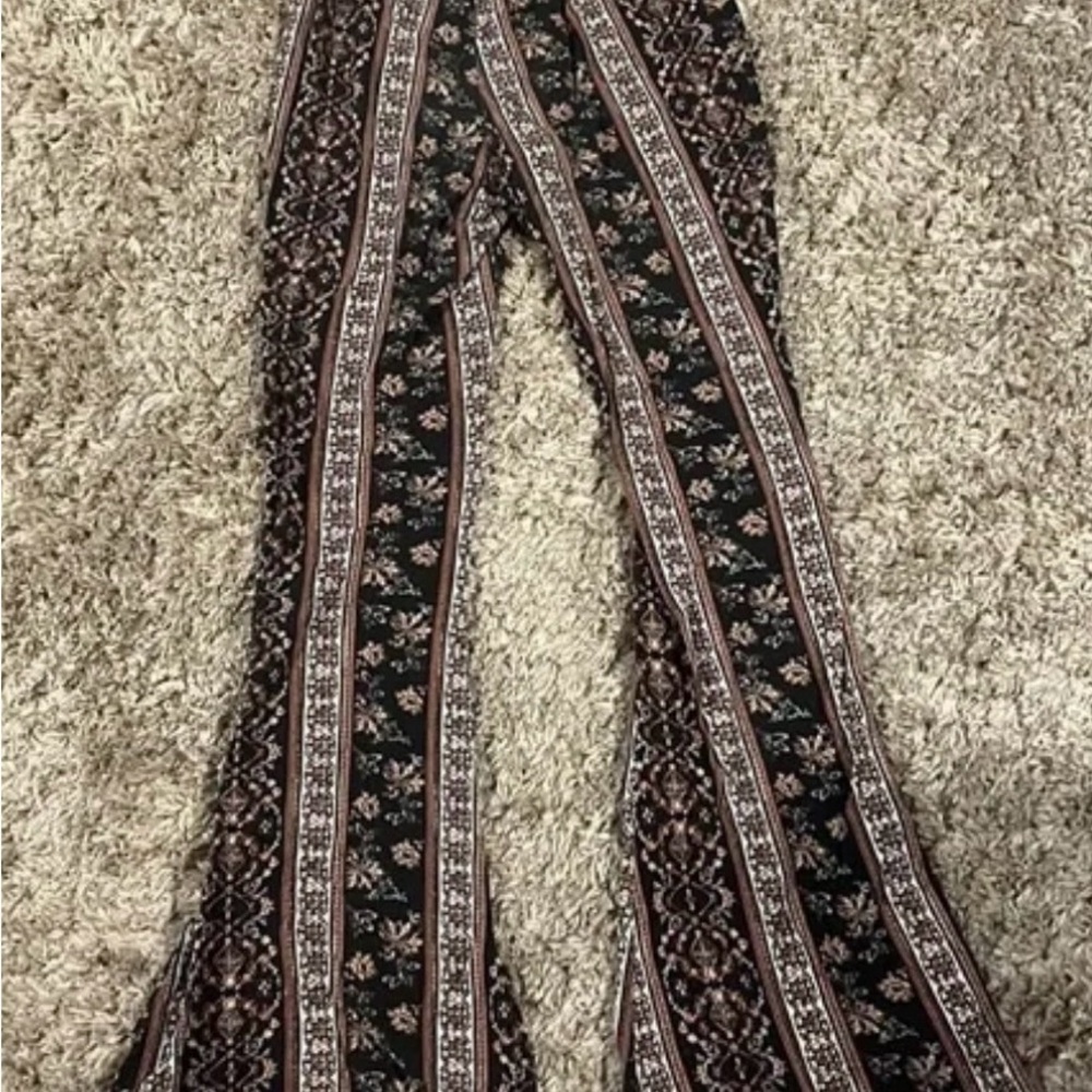 Charlotte Russe Boho Patterned Pants - Black and Brown